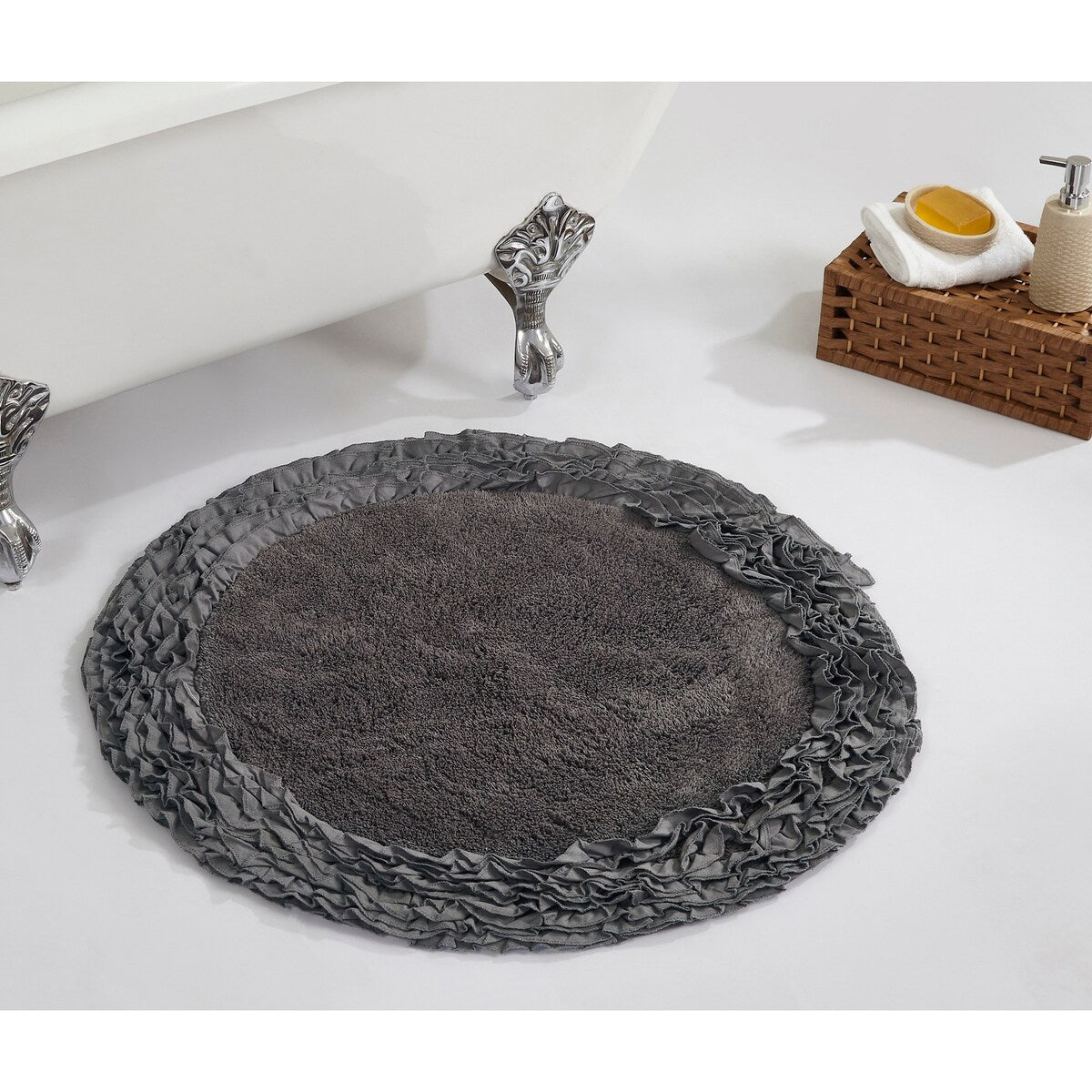 Better Trends Shaggy Border Collection Bathroom Rug -100% Cotton Tufted, Non-Skid Spray Latex Backing, Machine Washable Bath Mat