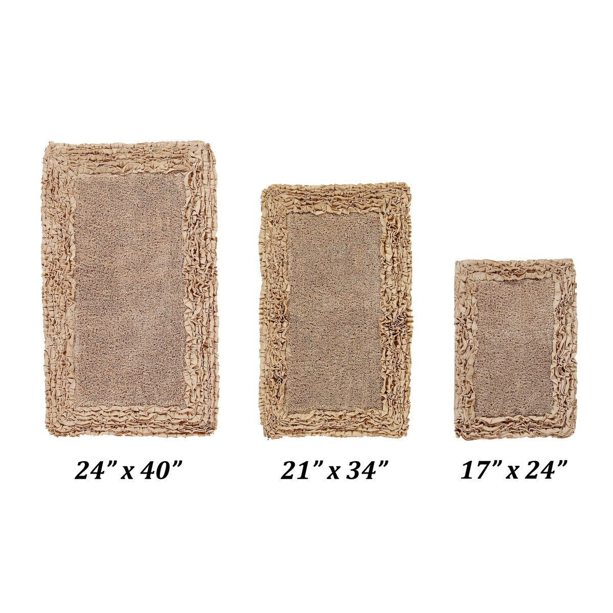 Better Trends Shaggy Border Collection Bathroom Rug -100% Cotton Tufted, Non-Skid Spray Latex Backing, Machine Washable Bath Mat