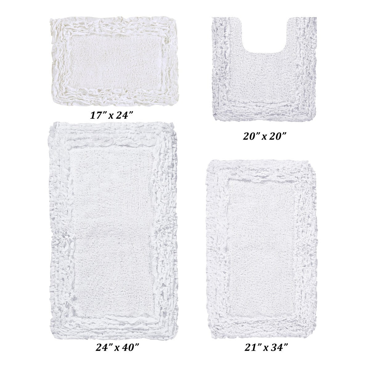 Better Trends Shaggy Border Collection Bathroom Rug -100% Cotton Tufted, Non-Skid Spray Latex Backing, Machine Washable Bath Mat
