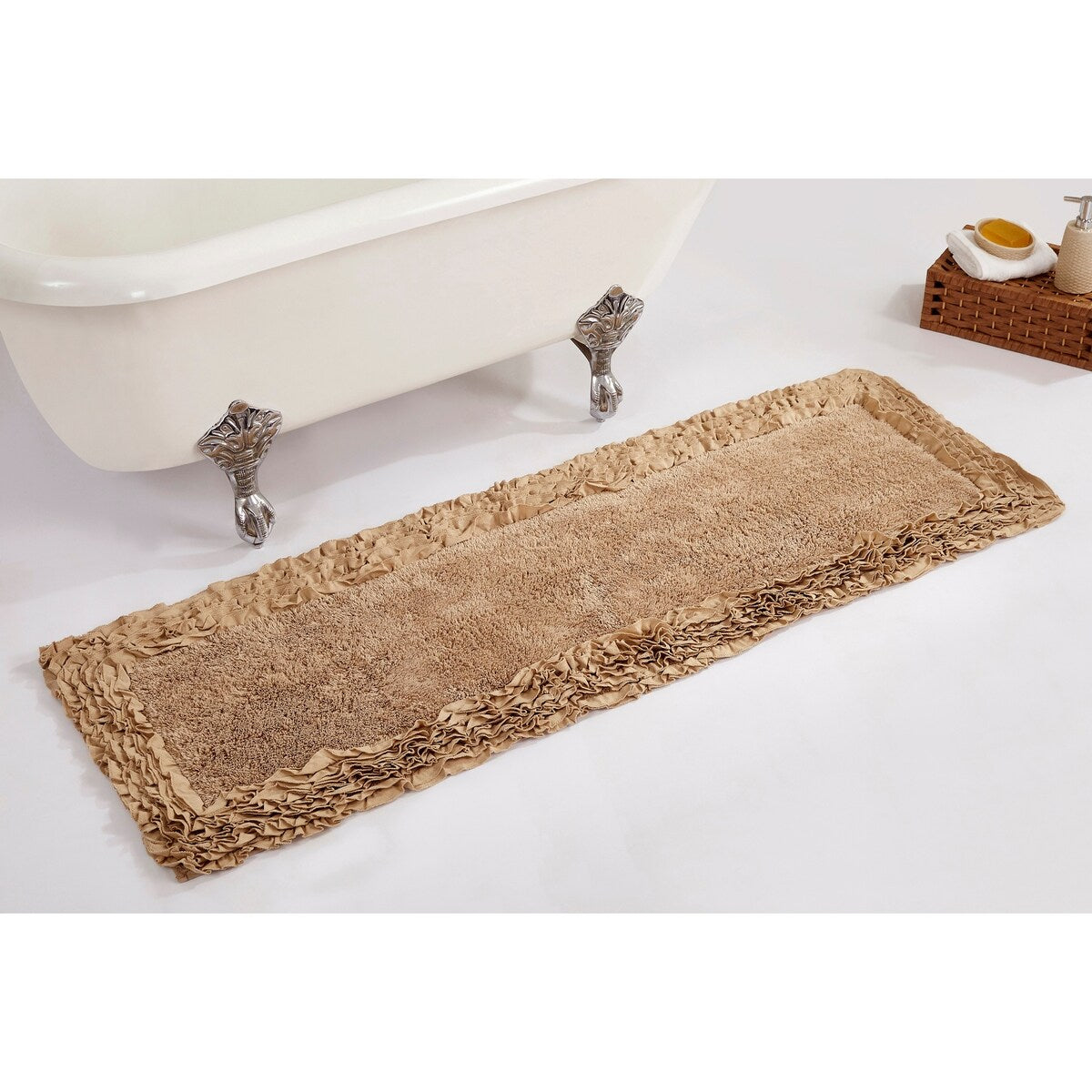 Better Trends Shaggy Border Collection Bathroom Rug -100% Cotton Tufted, Non-Skid Spray Latex Backing, Machine Washable Bath Mat