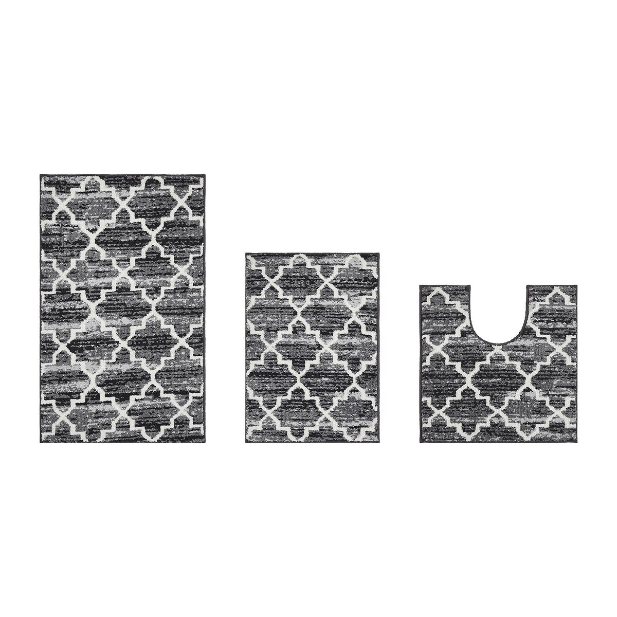 Better Trends Savio Collection 3 Pc Set Bathroom Rug - 100% Micro Polyester with Gel Foam Backing, Machine Washable Bath Mat