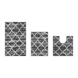 Better Trends Savio Collection 3 Pc Set Bathroom Rug - 100% Micro Polyester with Gel Foam Backing, Machine Washable Bath Mat