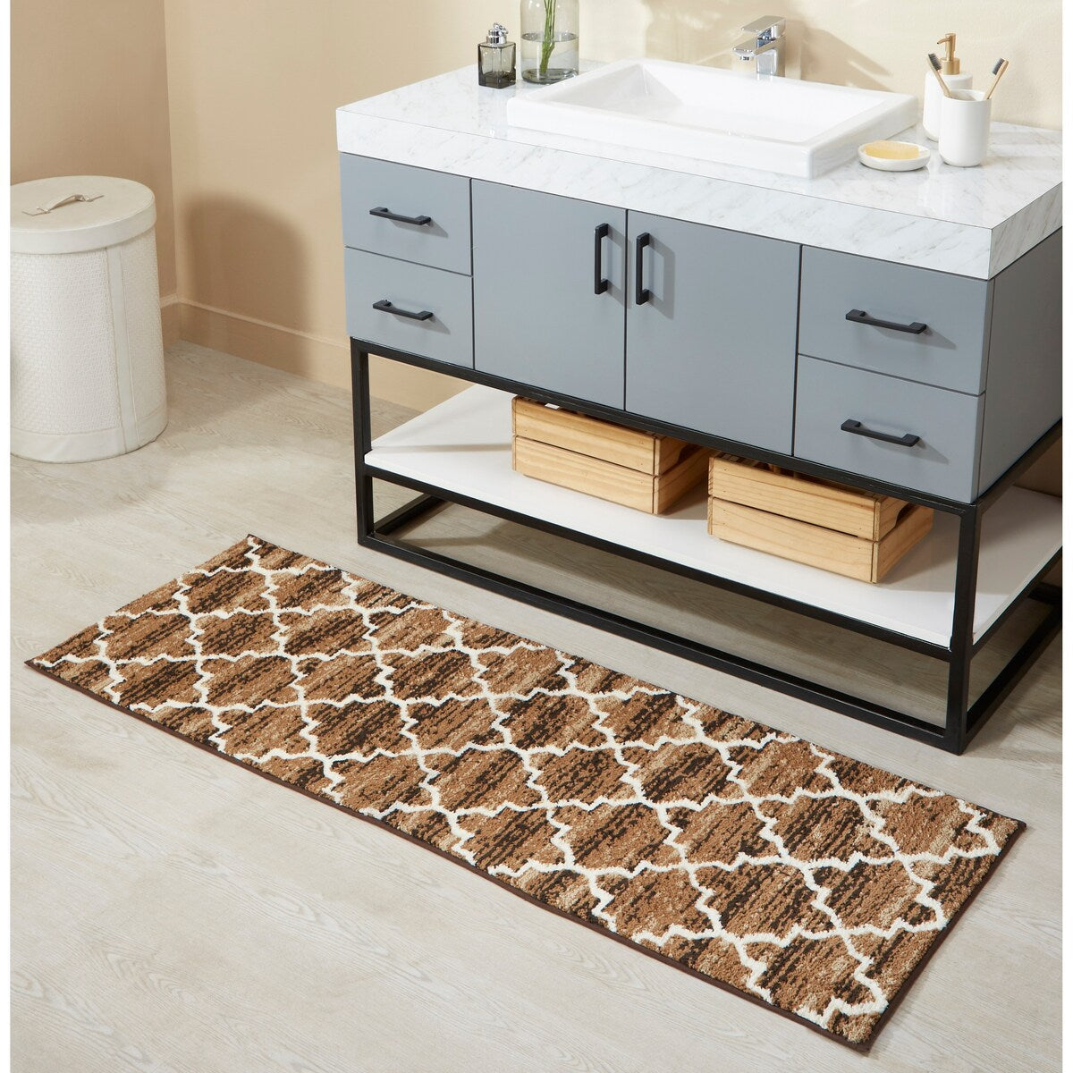 Better Trends Savio Collection 3 Pc Set Bathroom Rug - 100% Micro Polyester with Gel Foam Backing, Machine Washable Bath Mat
