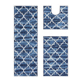Better Trends Savio Collection 3 Pc Set Bathroom Rug - 100% Micro Polyester with Gel Foam Backing, Machine Washable Bath Mat