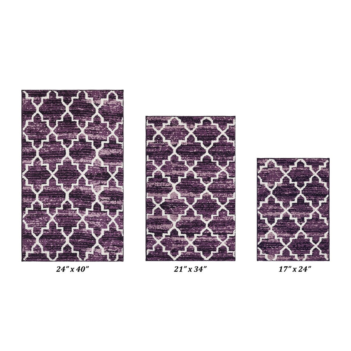 Better Trends Savio Collection 3 Pc Set Bathroom Rug - 100% Micro Polyester with Gel Foam Backing, Machine Washable Bath Mat