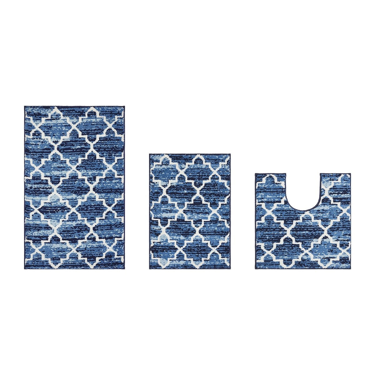 Better Trends Savio Collection 3 Pc Set Bathroom Rug - 100% Micro Polyester with Gel Foam Backing, Machine Washable Bath Mat