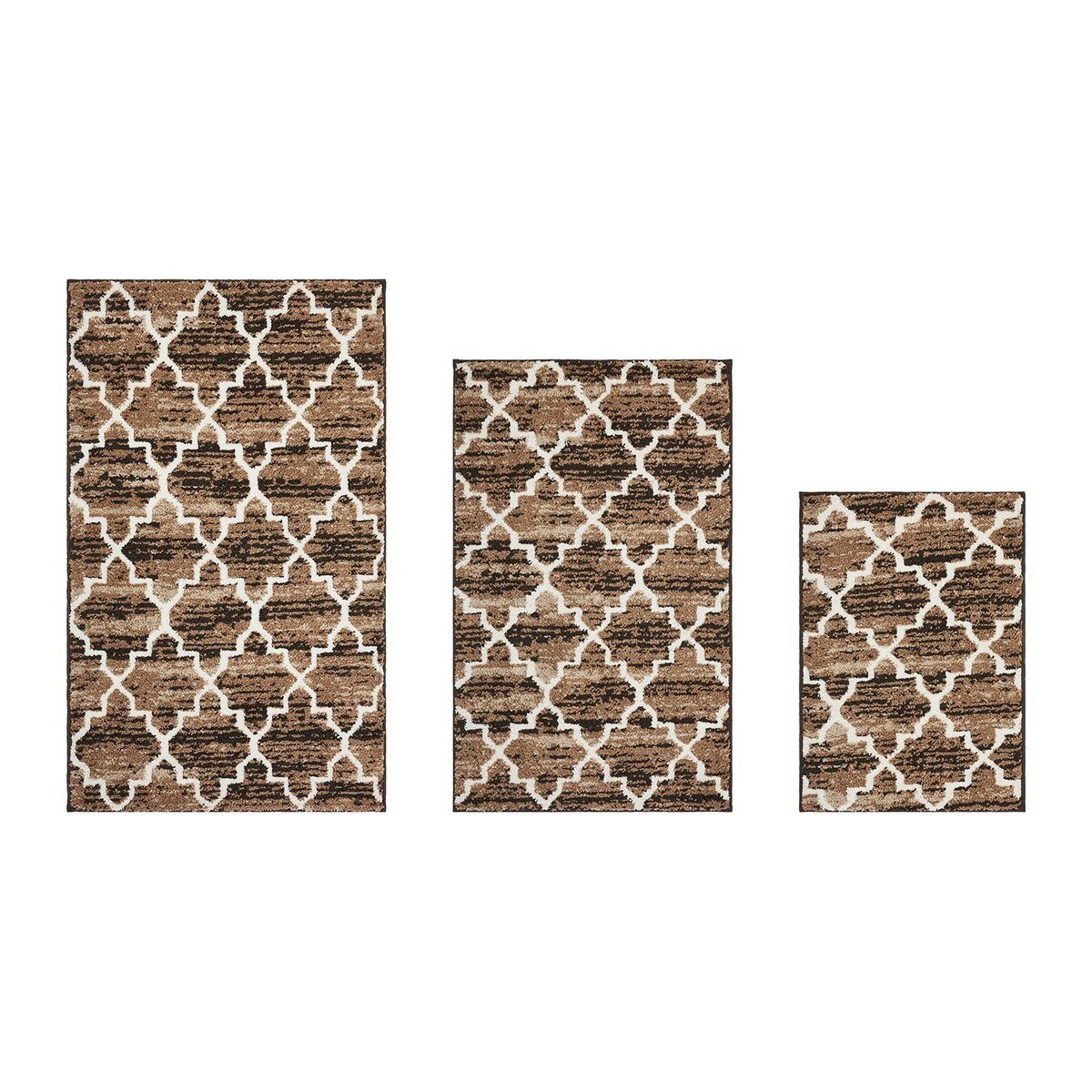 Better Trends Savio Collection 3 Pc Set Bathroom Rug - 100% Micro Polyester with Gel Foam Backing, Machine Washable Bath Mat