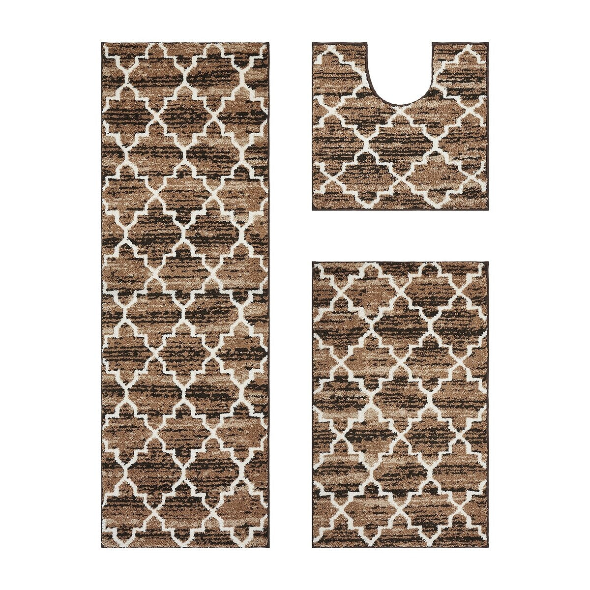 Better Trends Savio Collection 3 Pc Set Bathroom Rug - 100% Micro Polyester with Gel Foam Backing, Machine Washable Bath Mat