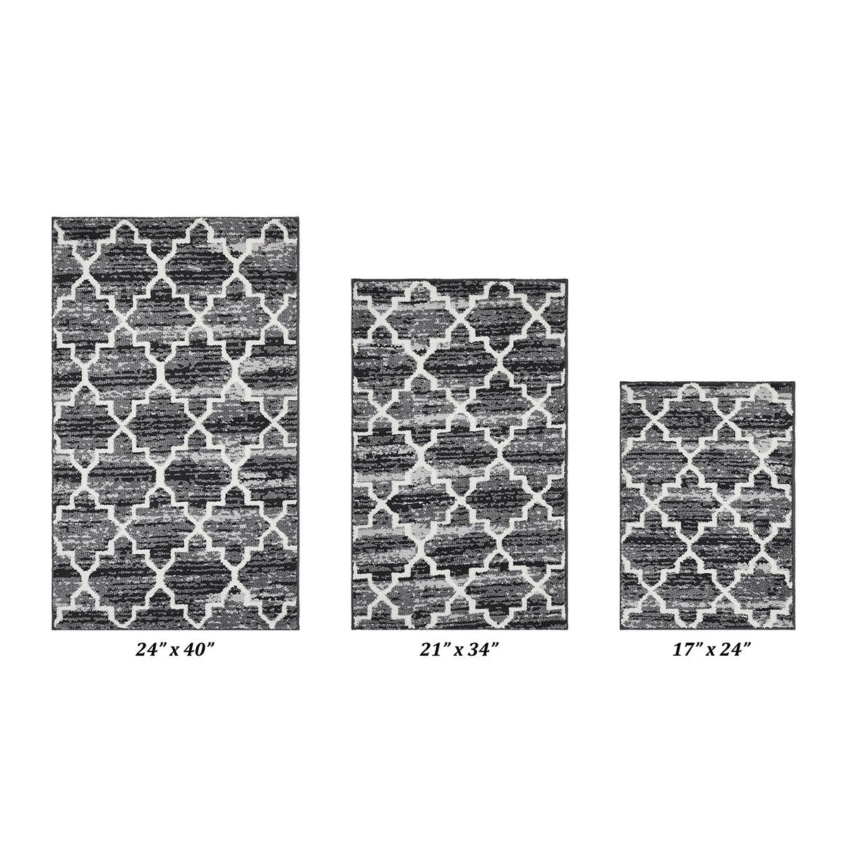 Better Trends Savio Collection 3 Pc Set Bathroom Rug - 100% Micro Polyester with Gel Foam Backing, Machine Washable Bath Mat