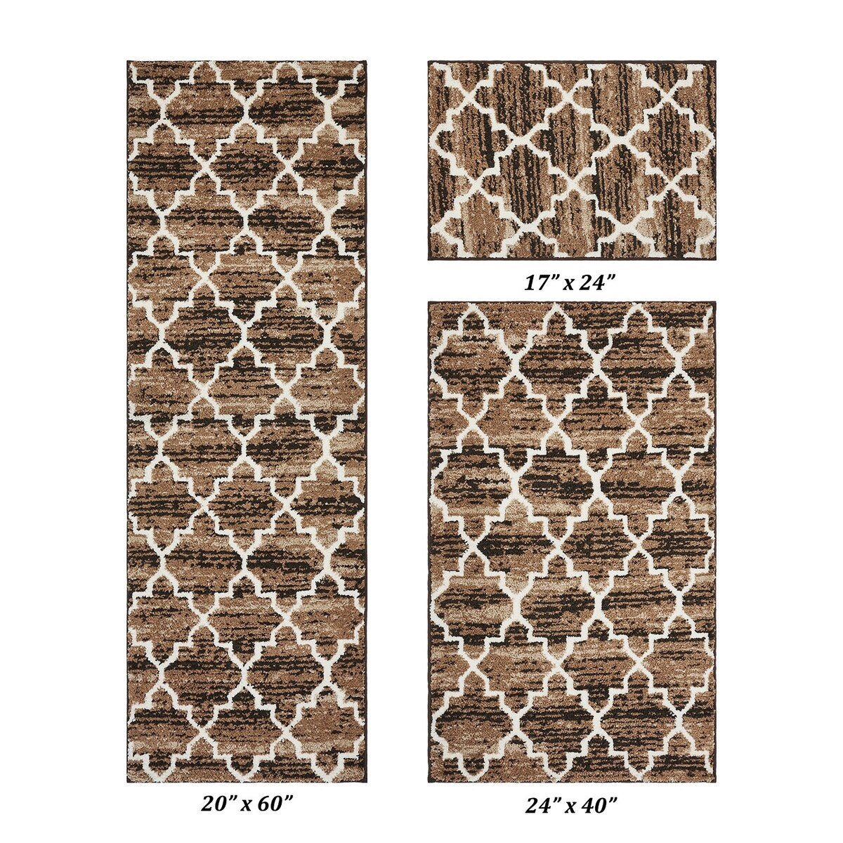 Better Trends Savio Collection 3 Pc Set Bathroom Rug - 100% Micro Polyester with Gel Foam Backing, Machine Washable Bath Mat