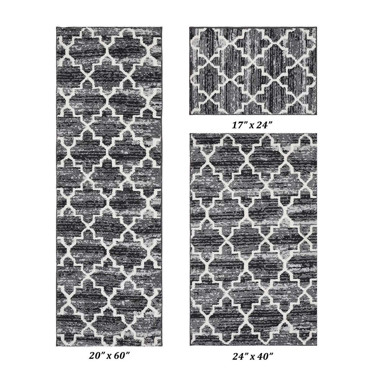 Better Trends Savio Collection 3 Pc Set Bathroom Rug - 100% Micro Polyester with Gel Foam Backing, Machine Washable Bath Mat