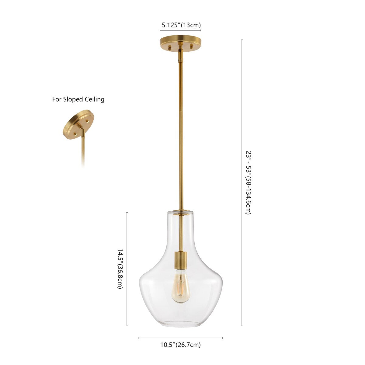 Bettina 1- Light Mid-Century Modern Iron/Glass LED Pendant, by JONATHAN Y