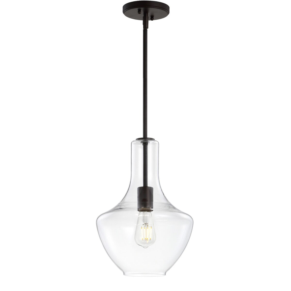 Bettina 1- Light Mid-Century Modern Iron/Glass LED Pendant, by JONATHAN Y