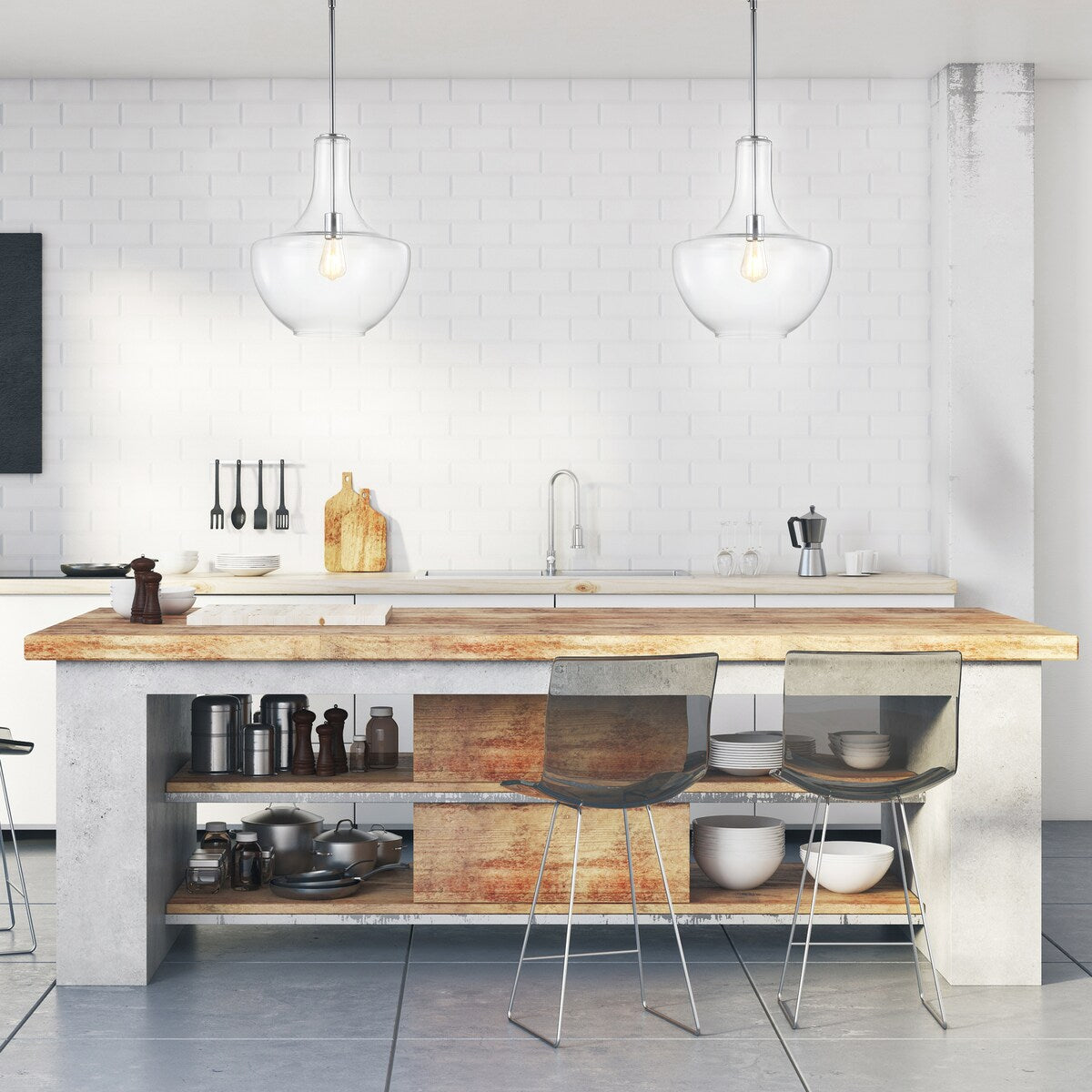 Bettina 1- Light Mid-Century Modern Iron/Glass LED Pendant, by JONATHAN Y