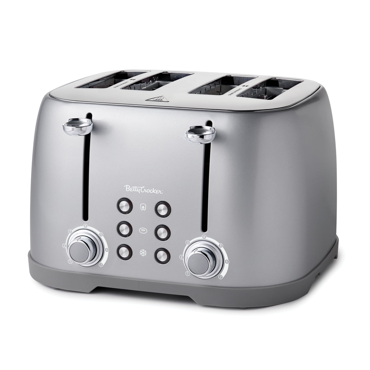 Betty Crocker 4-Slice Multi-Function Toaster, Toaster 4 Slice with Extra Wide Slots for Thick Bread, Silver