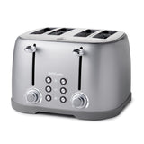 Betty Crocker 4-Slice Multi-Function Toaster, Toaster 4 Slice with Extra Wide Slots for Thick Bread, Silver