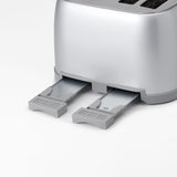 Betty Crocker 4-Slice Multi-Function Toaster, Toaster 4 Slice with Extra Wide Slots for Thick Bread, Silver