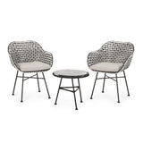 Beulah Outdoor Faux Wicker Chat Set by Christopher Knight Home