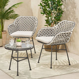 Beulah Outdoor Faux Wicker Chat Set by Christopher Knight Home