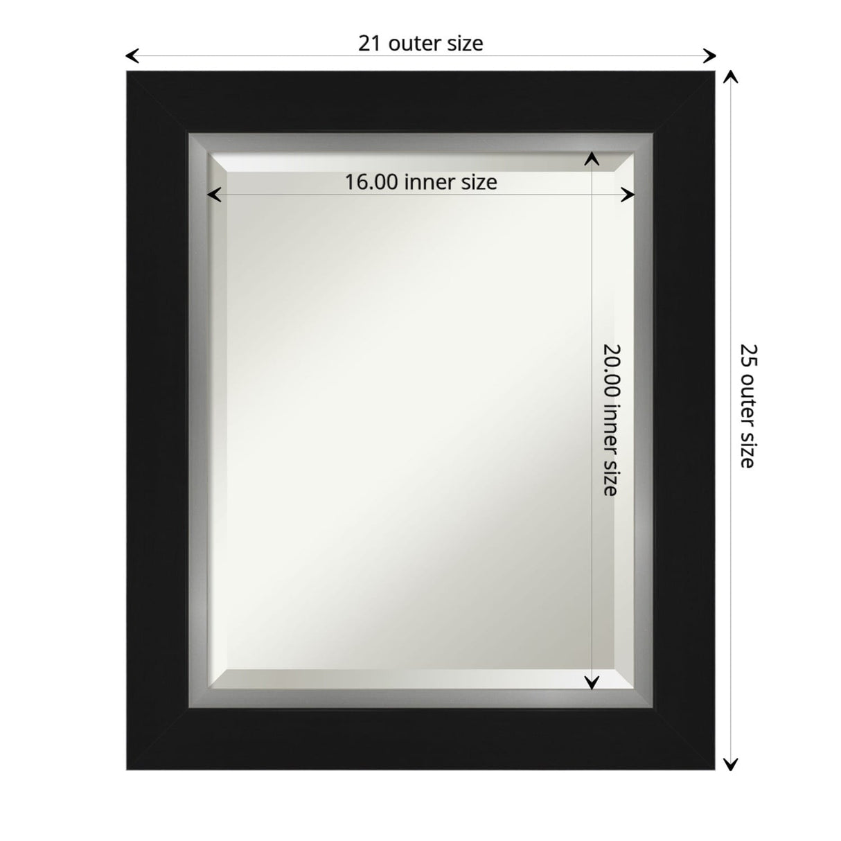 Beveled Bathroom Wall Mirror - Eva Black Silver Frame