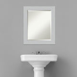 Beveled Wood Bathroom Wall Mirror - Shiplap White Frame