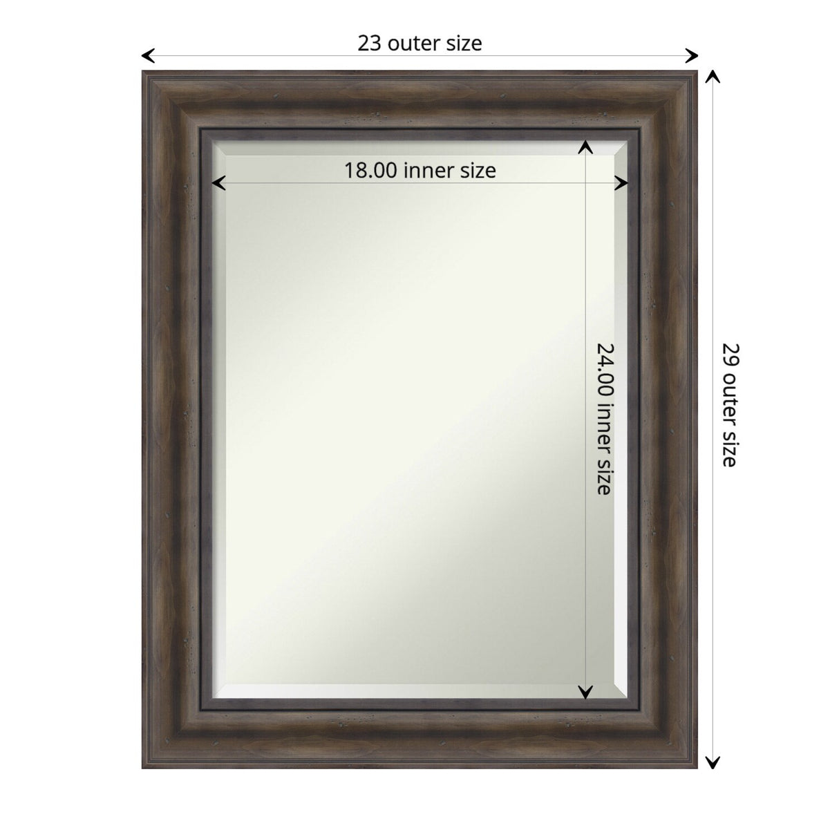 Beveled Wood Wall Mirror - Rustic Pine Frame