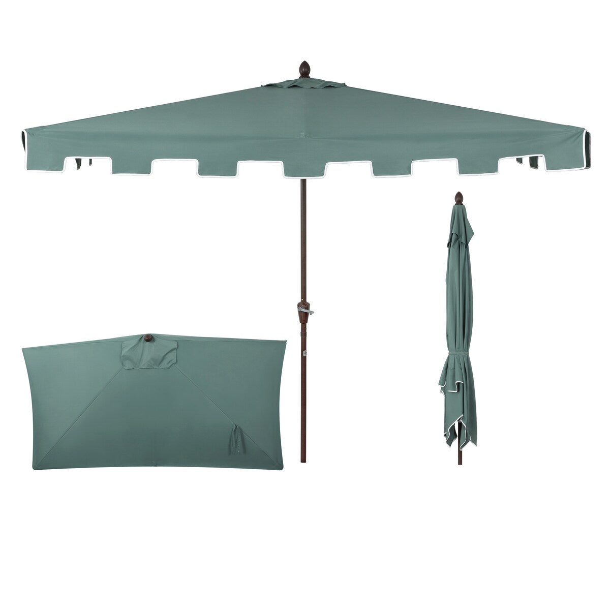 Beverly 9 ft. Classic MidCentury Rectangular Half Market Patio Umbrella with Crank, Wind Vent and UV Protection, by JONATHAN Y