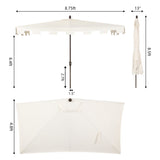 Beverly 9 ft. Classic MidCentury Rectangular Half Market Patio Umbrella with Crank, Wind Vent and UV Protection, by JONATHAN Y