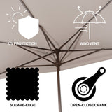 Beverly 9 ft. Classic MidCentury Rectangular Half Market Patio Umbrella with Crank, Wind Vent and UV Protection, by JONATHAN Y