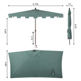 Beverly 9 ft. Classic MidCentury Rectangular Half Market Patio Umbrella with Crank, Wind Vent and UV Protection, by JONATHAN Y