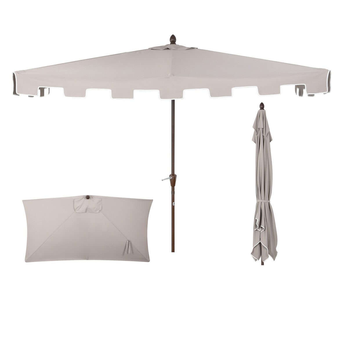 Beverly 9 ft. Classic MidCentury Rectangular Half Market Patio Umbrella with Crank, Wind Vent and UV Protection, by JONATHAN Y