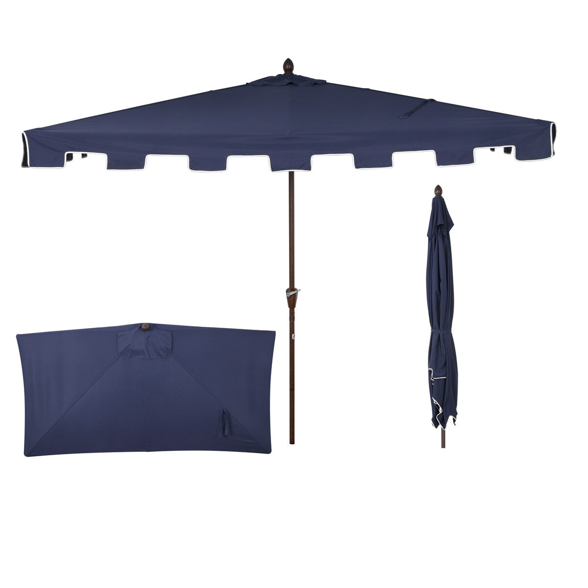 Beverly 9 ft. Classic MidCentury Rectangular Half Market Patio Umbrella with Crank, Wind Vent and UV Protection, by JONATHAN Y