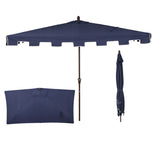 Beverly 9 ft. Classic MidCentury Rectangular Half Market Patio Umbrella with Crank, Wind Vent and UV Protection, by JONATHAN Y