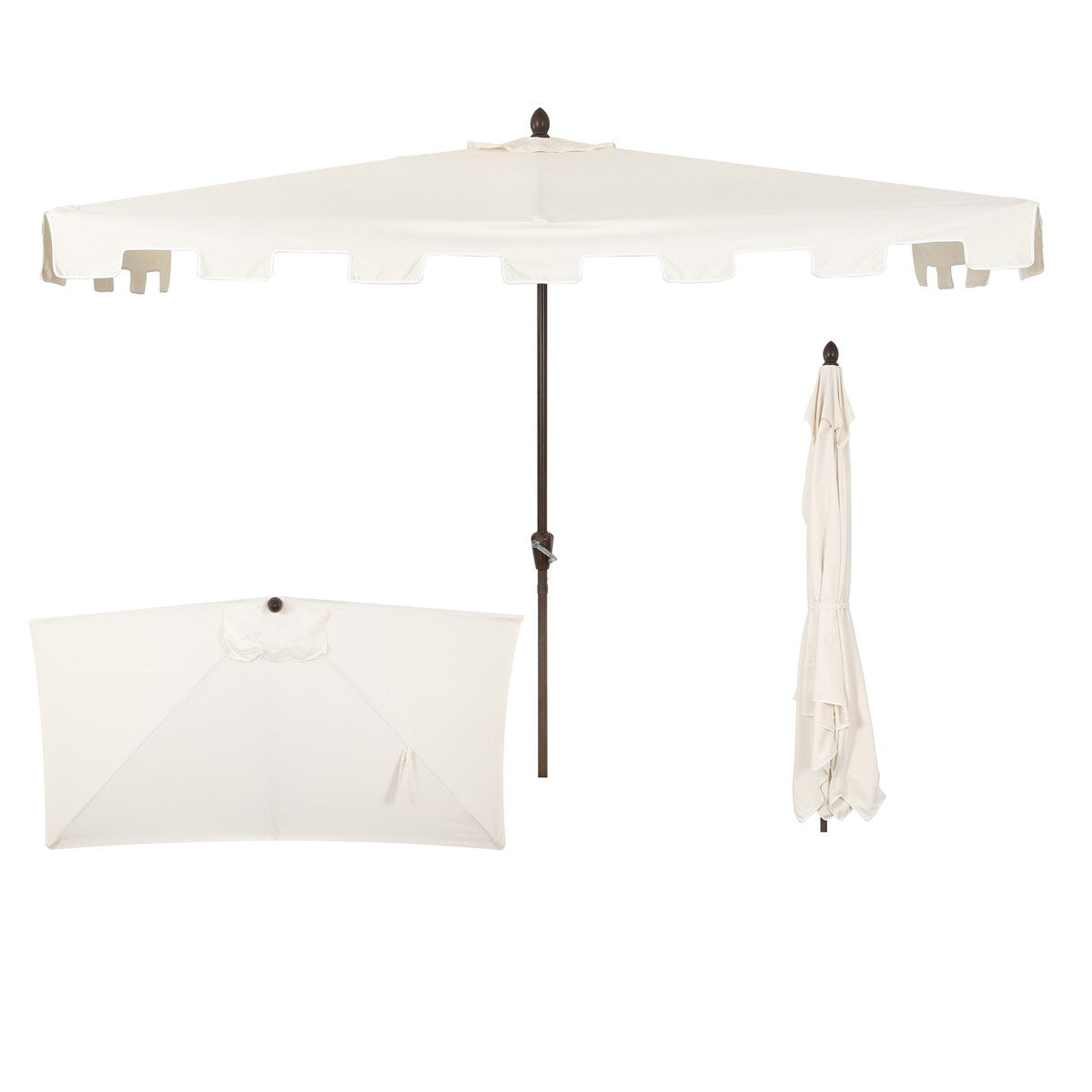 Beverly 9 ft. Classic MidCentury Rectangular Half Market Patio Umbrella with Crank, Wind Vent and UV Protection, by JONATHAN Y