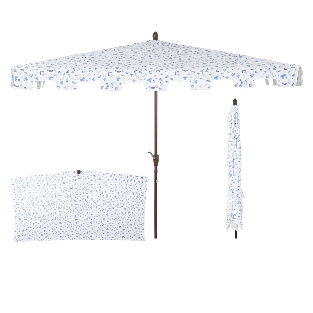 Beverly 9 ft. Classic MidCentury Rectangular Half Market Patio Umbrella with Crank, Wind Vent and UV Protection, by JONATHAN Y