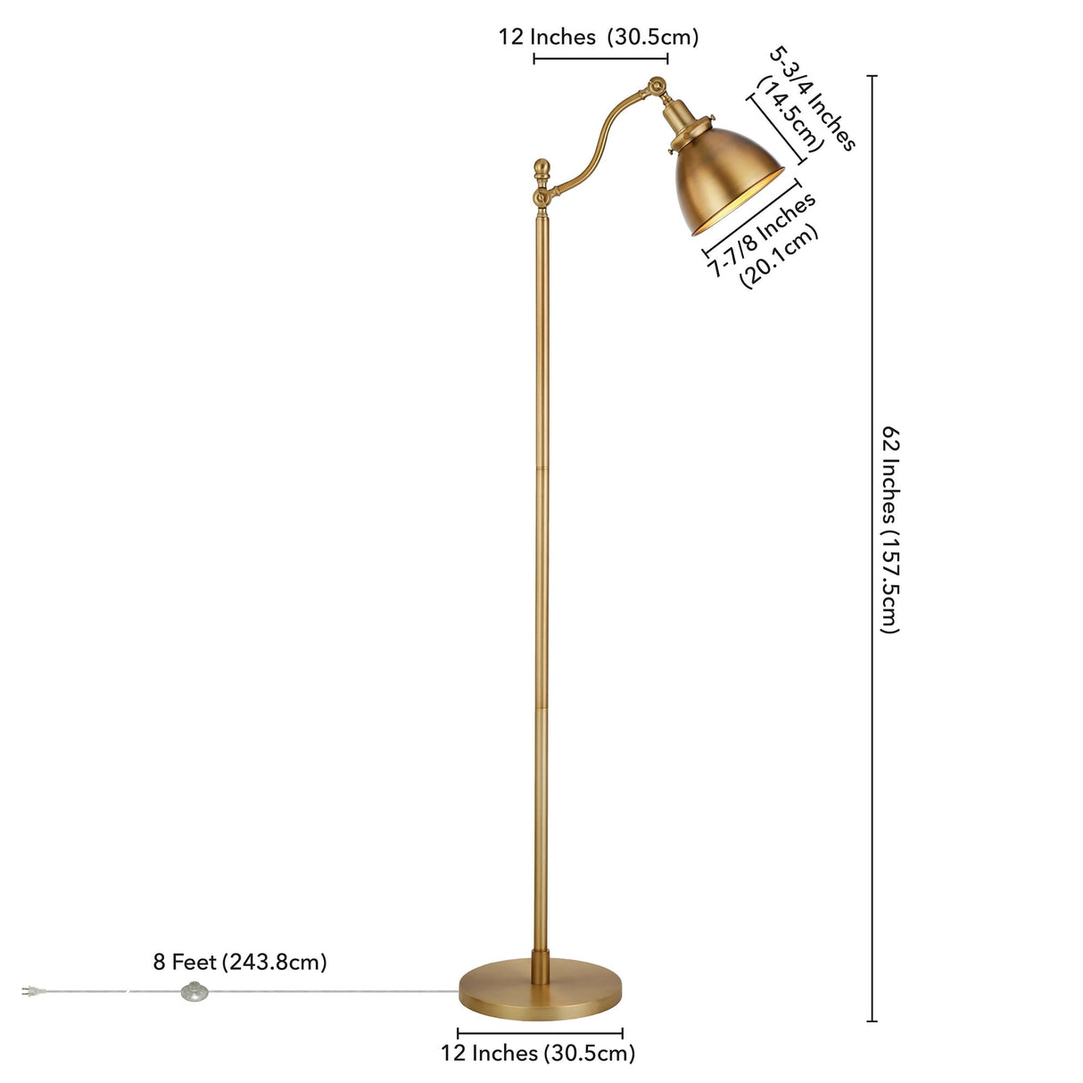 Beverly 65" Tall Floor Lamp with Metal Shade