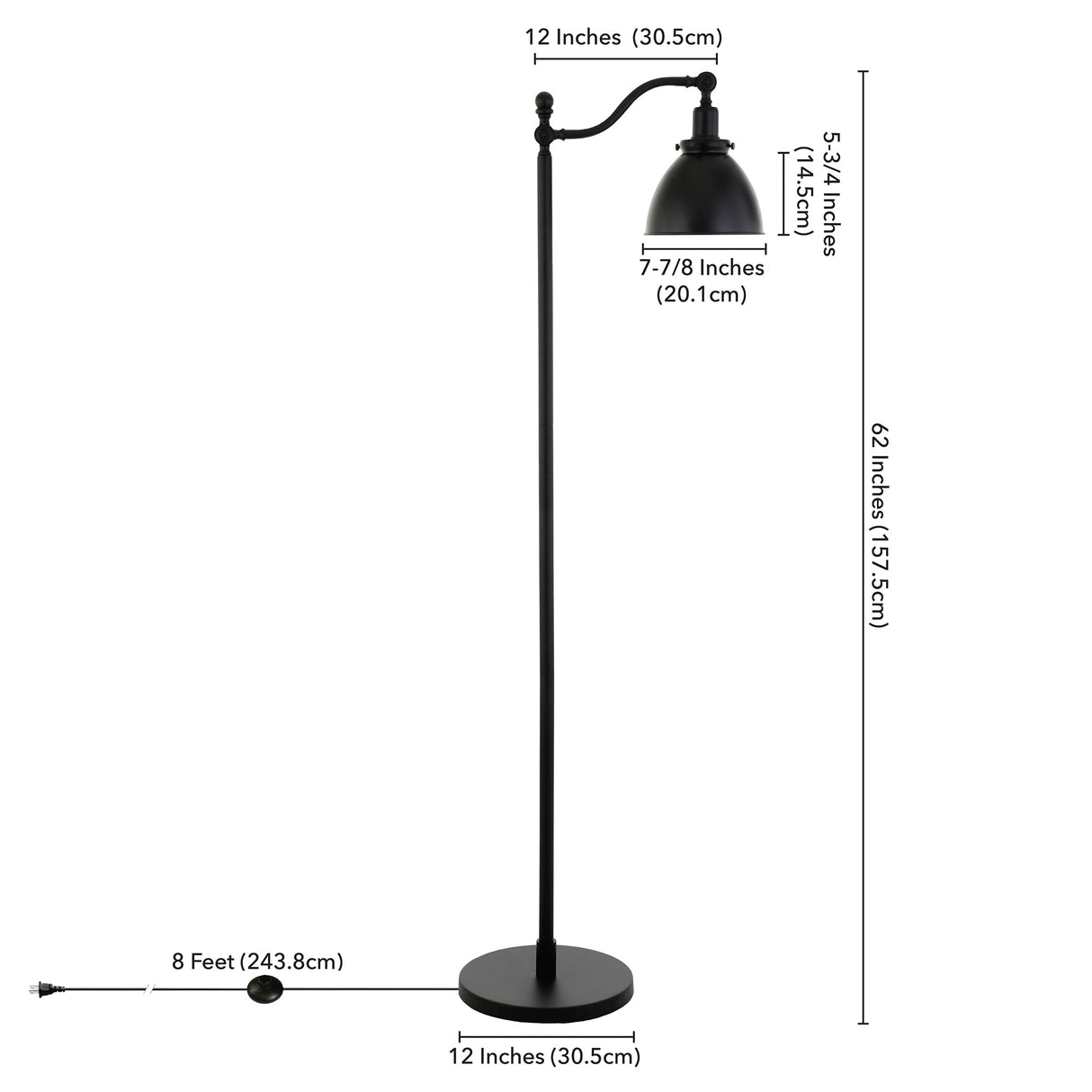Beverly 65" Tall Floor Lamp with Metal Shade