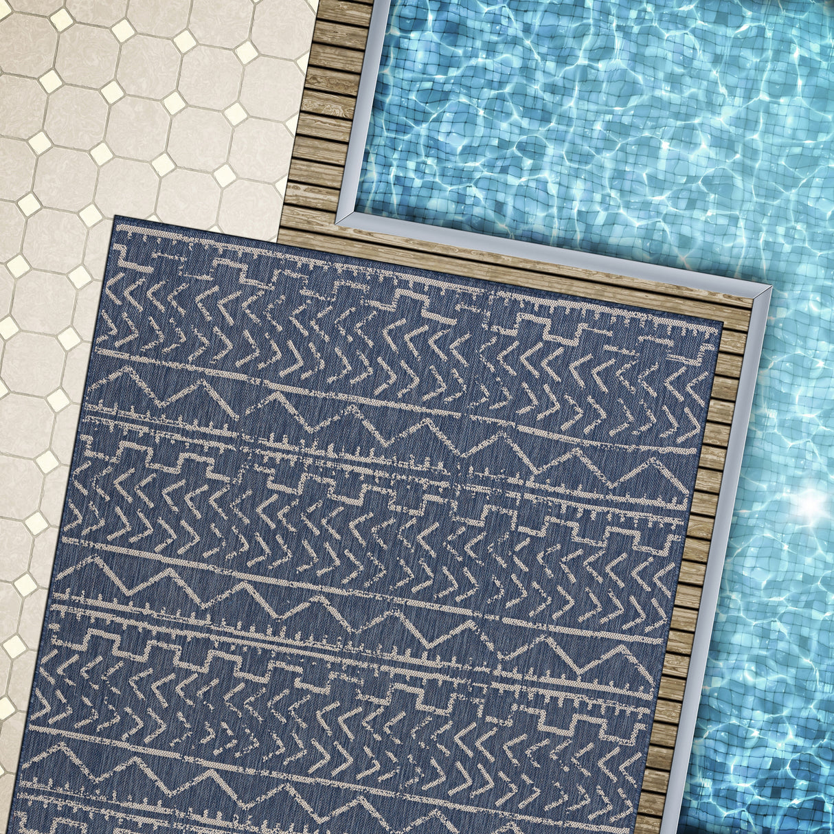 Beverly Rug Blue Trellis Indoor Outdoor Area Rug