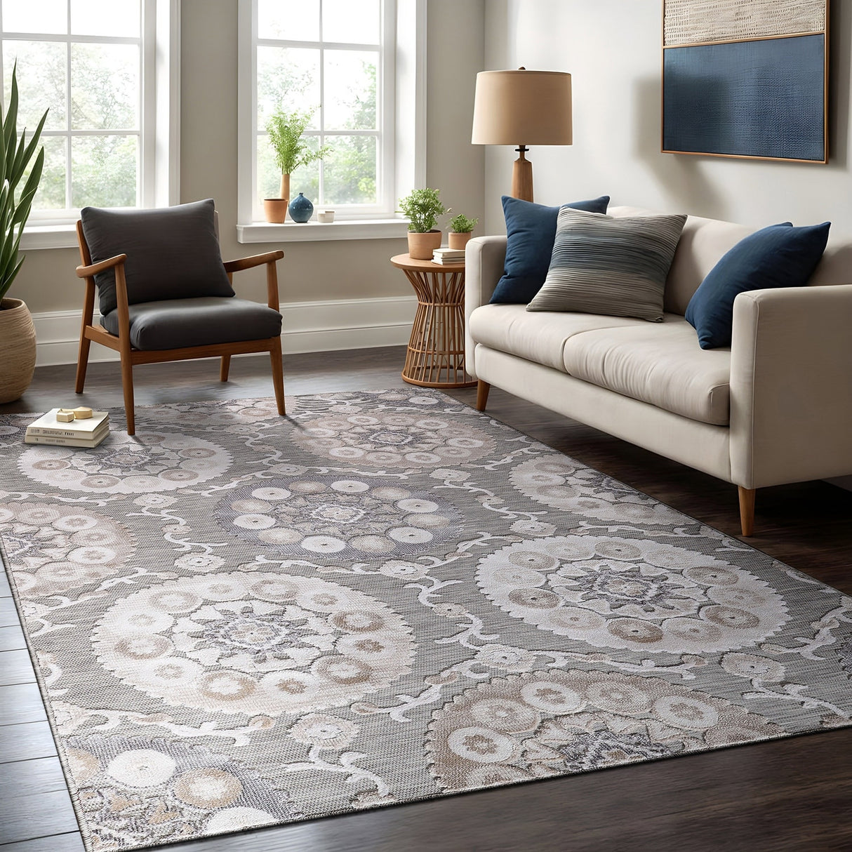 Beverly Rug Equator Medallion Bohemian Indoor Outdoor Area Rug