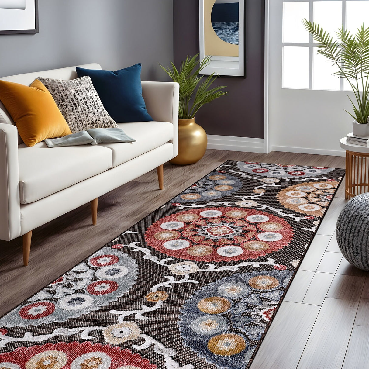 Beverly Rug Equator Medallion Bohemian Indoor Outdoor Area Rug