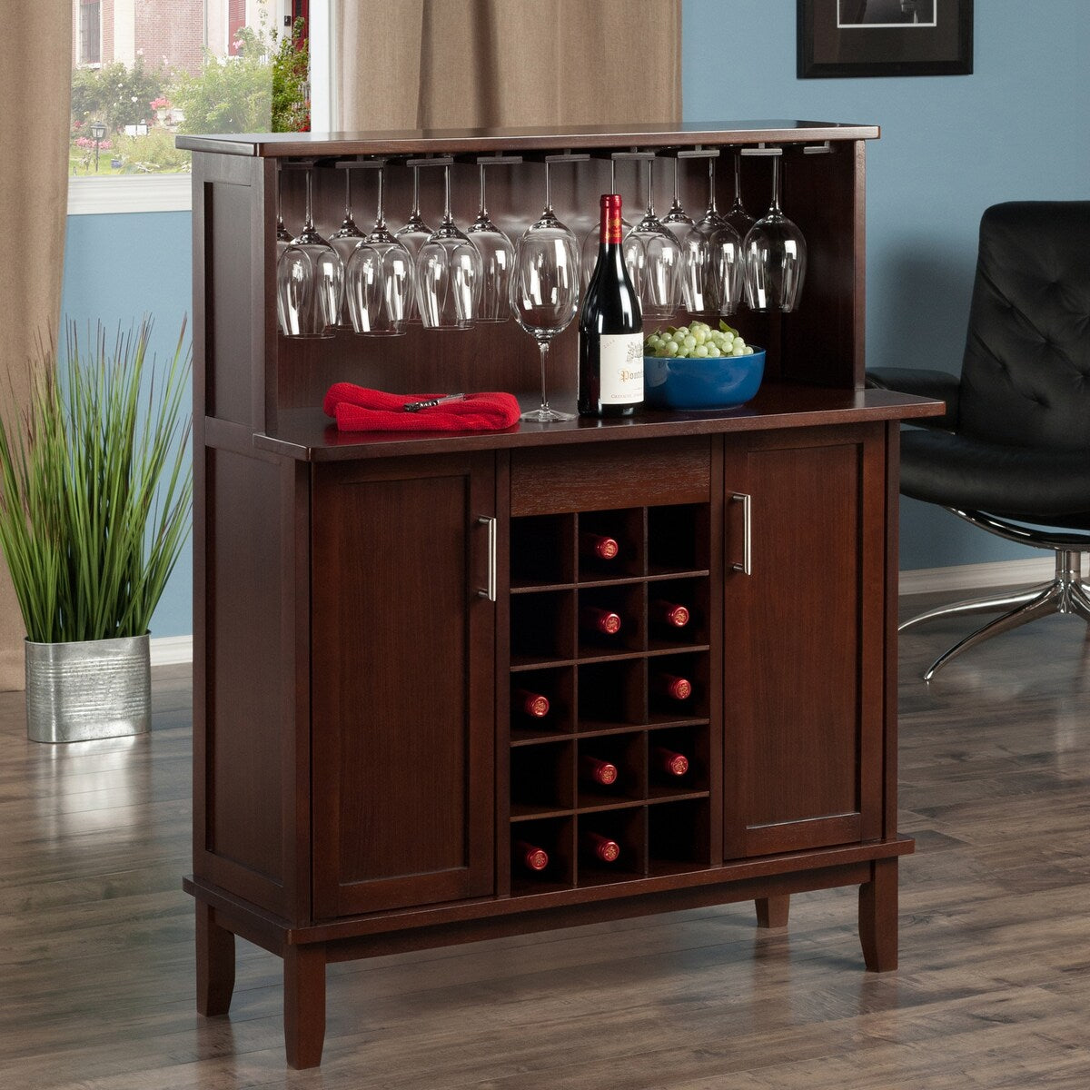 Beynac Wine Bar, Cappuccino - 38.35 x 15.94 x 44.57 inches