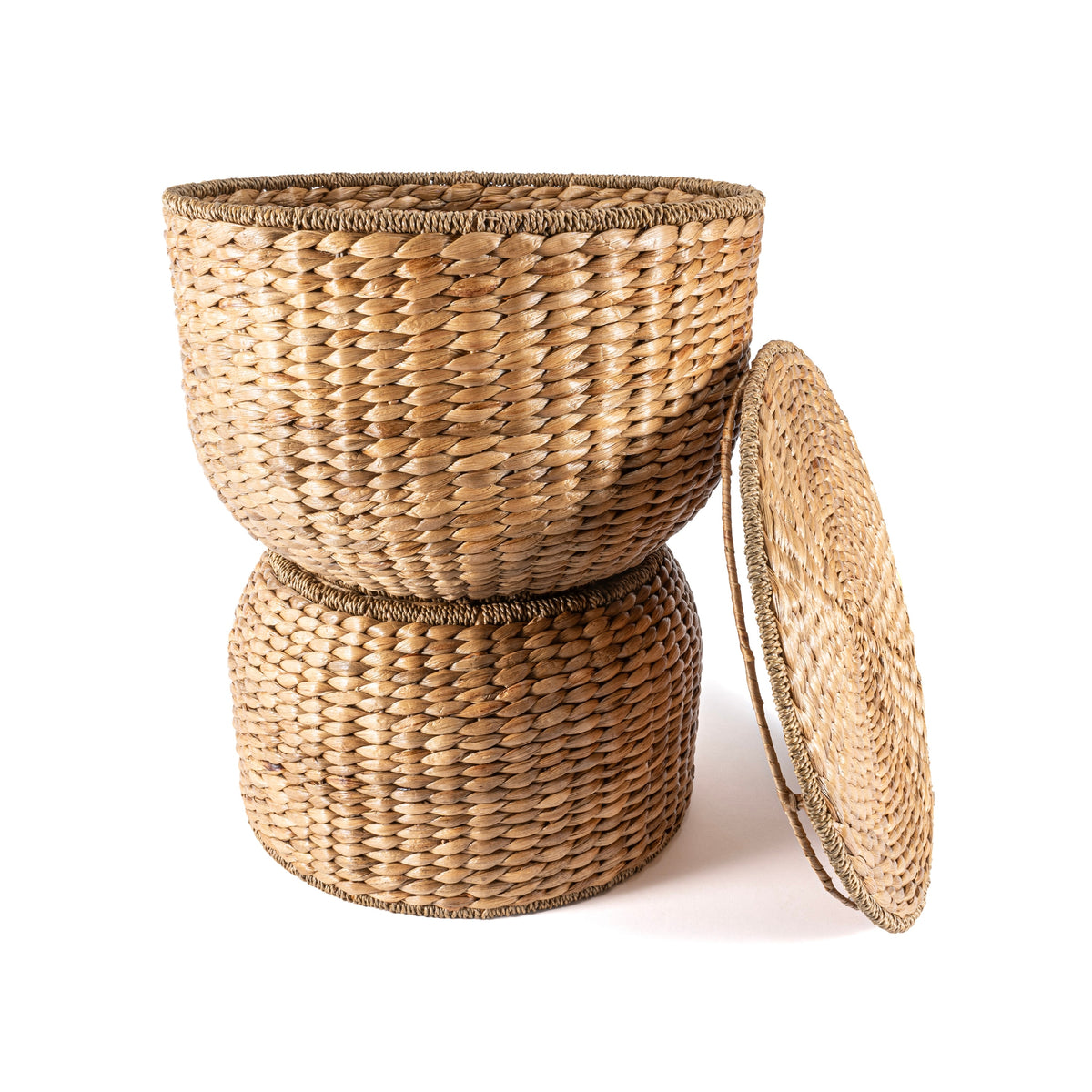happimess Bhola 18" Hourglass Handwoven Hyacinth Storage Accent Table