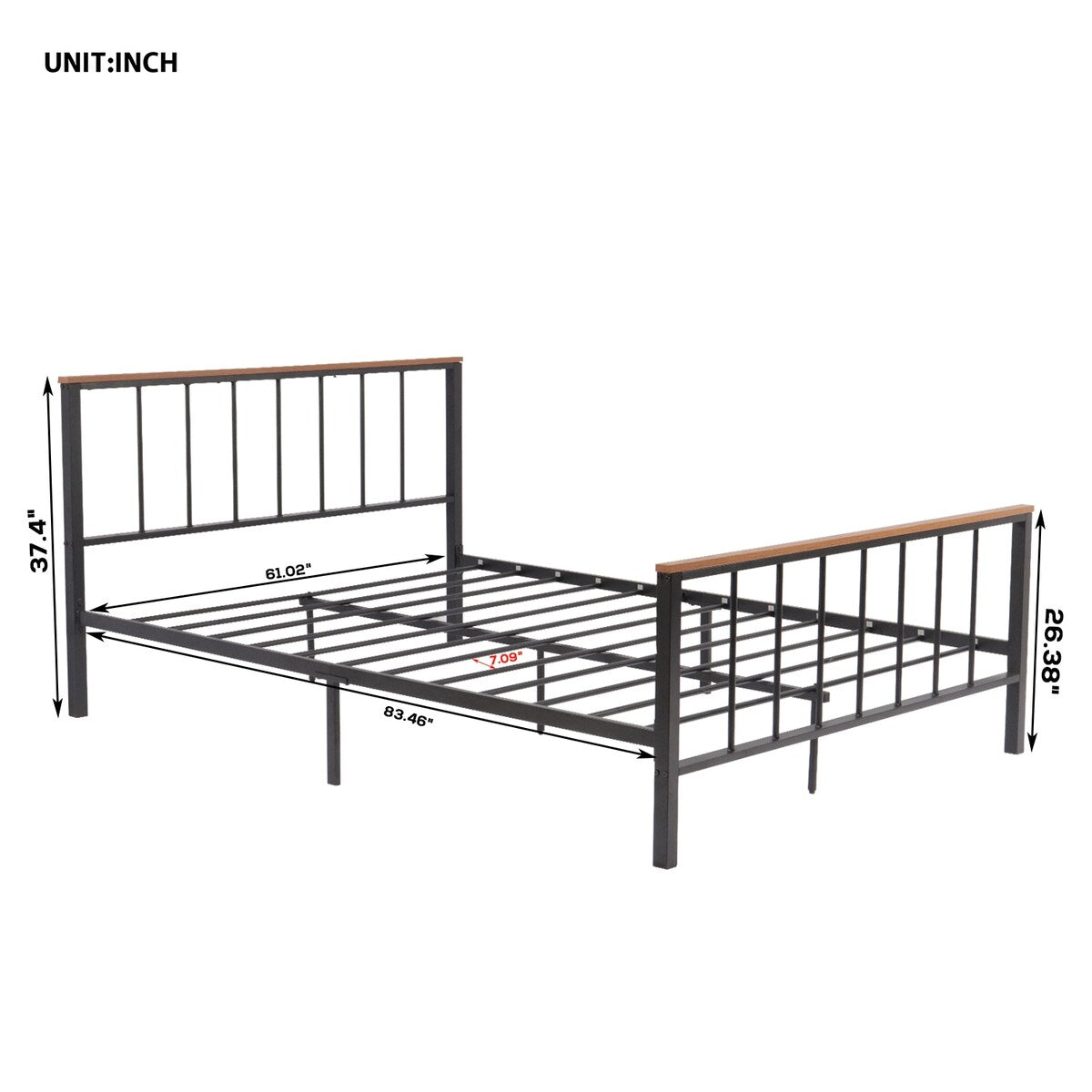Bi-Metal Bed Frame With Wooden Slats This Bed Has A Clean, Classic Silhouette That Exudes Subtle And Elegant Tones