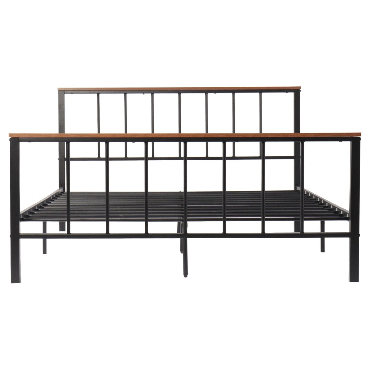Bi-Metal Bed Frame With Wooden Slats This Bed Has A Clean, Classic Silhouette That Exudes Subtle And Elegant Tones