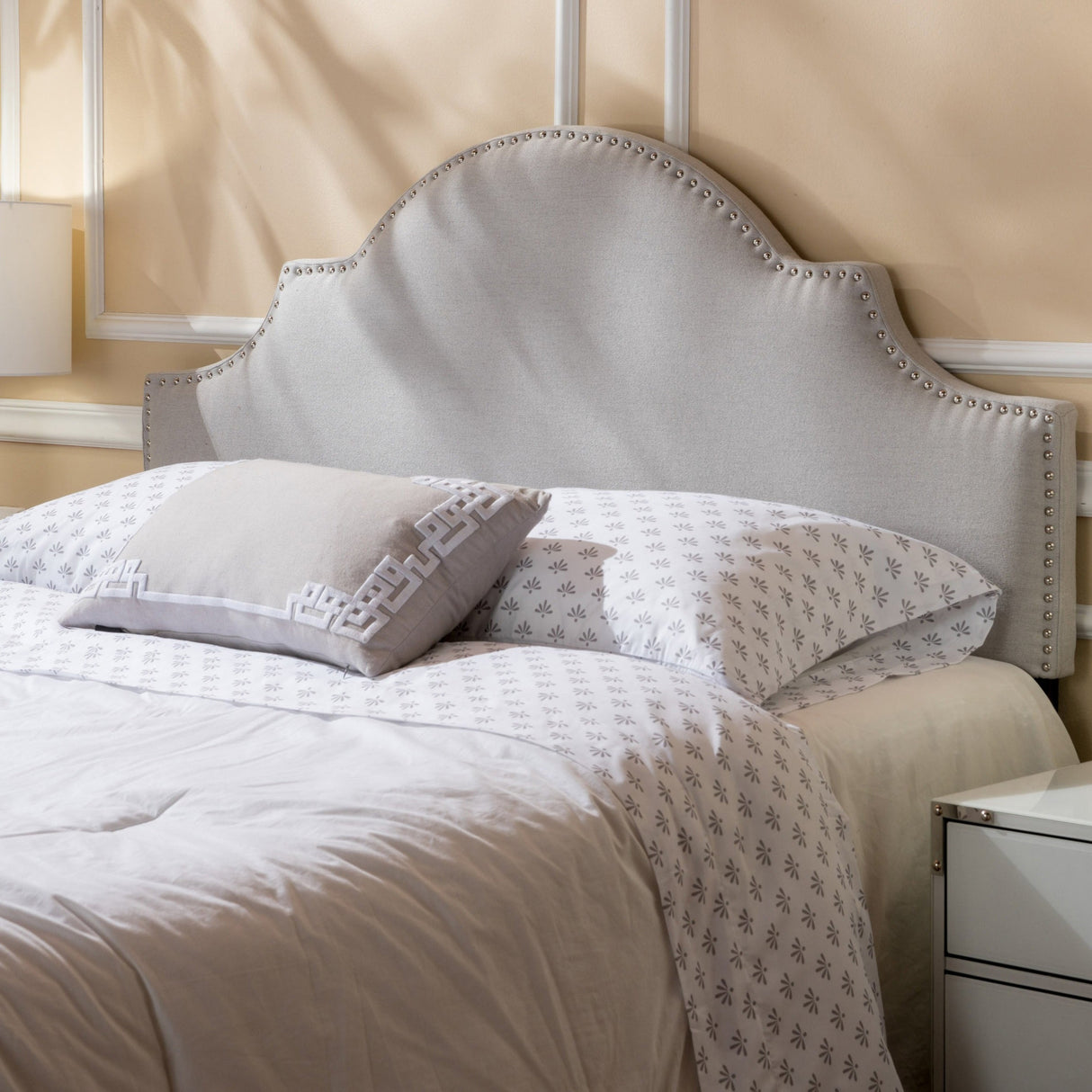 Bianca Adjustable Full/Queen Studded Fabric Headboard by Christopher Knight Home