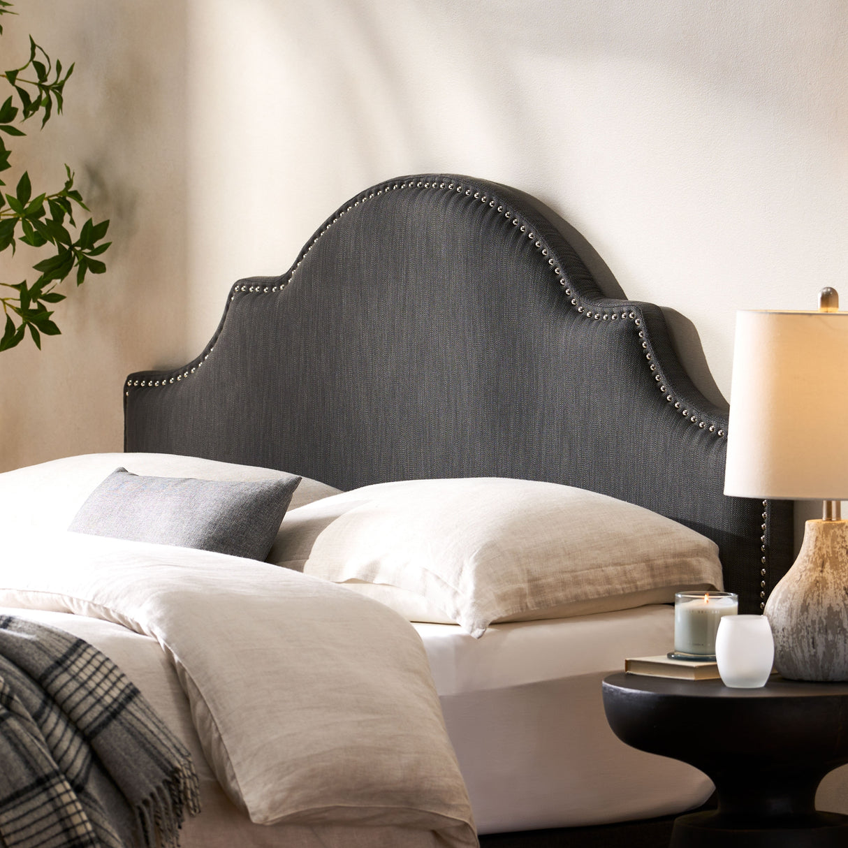 Bianca Adjustable Full/Queen Studded Fabric Headboard by Christopher Knight Home