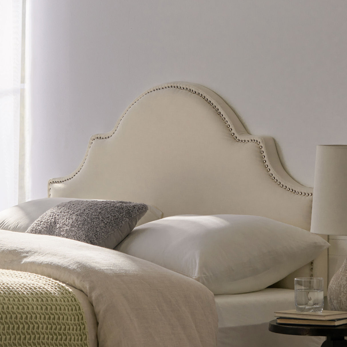 Bianca Adjustable Full/Queen Studded Fabric Headboard by Christopher Knight Home