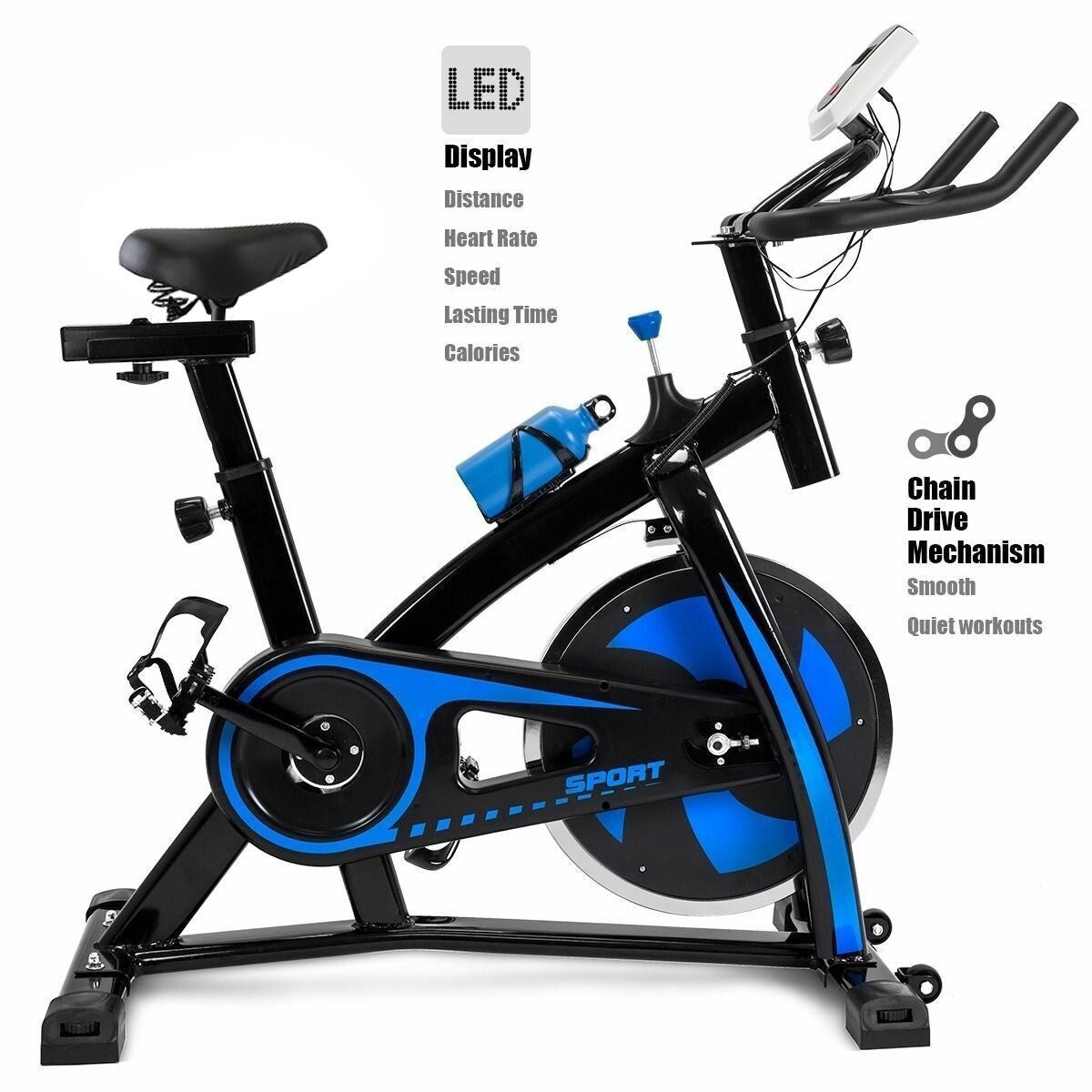 Bicycle Cycling Fitness Gym Exercise Stationary Bike Cardio Workout Home Indoor - 43.3x19.68x44.88in