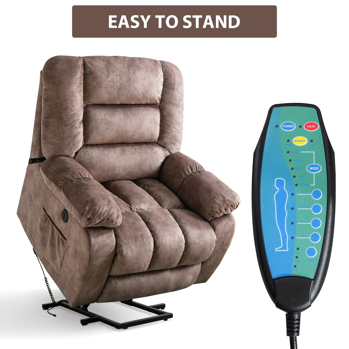 Big Power Lift Massage Recliner Chair for Elderly with Heated Vibration and USB Ports