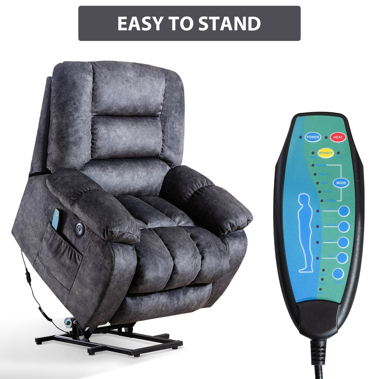 Big Power Lift Massage Recliner Chair for Elderly with Heated Vibration and USB Ports